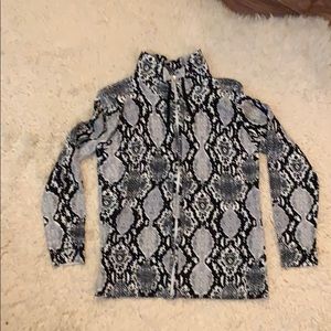 Black and white snake print zip-up jacket